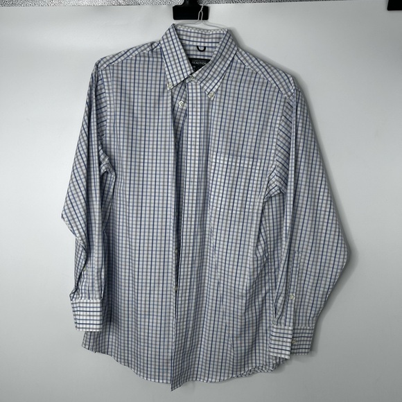 Kenneth Cole Men's Blue and White Plaid Shirt - Picture 1 of 2